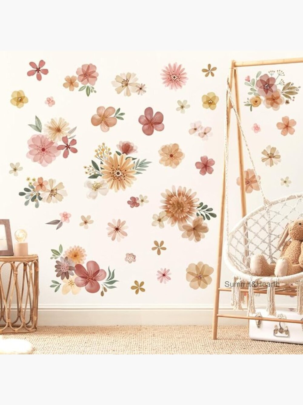 Boho Daisy Flower Wall Decals, 8 Sheets, Waterproof Vinyl, DIY Decor